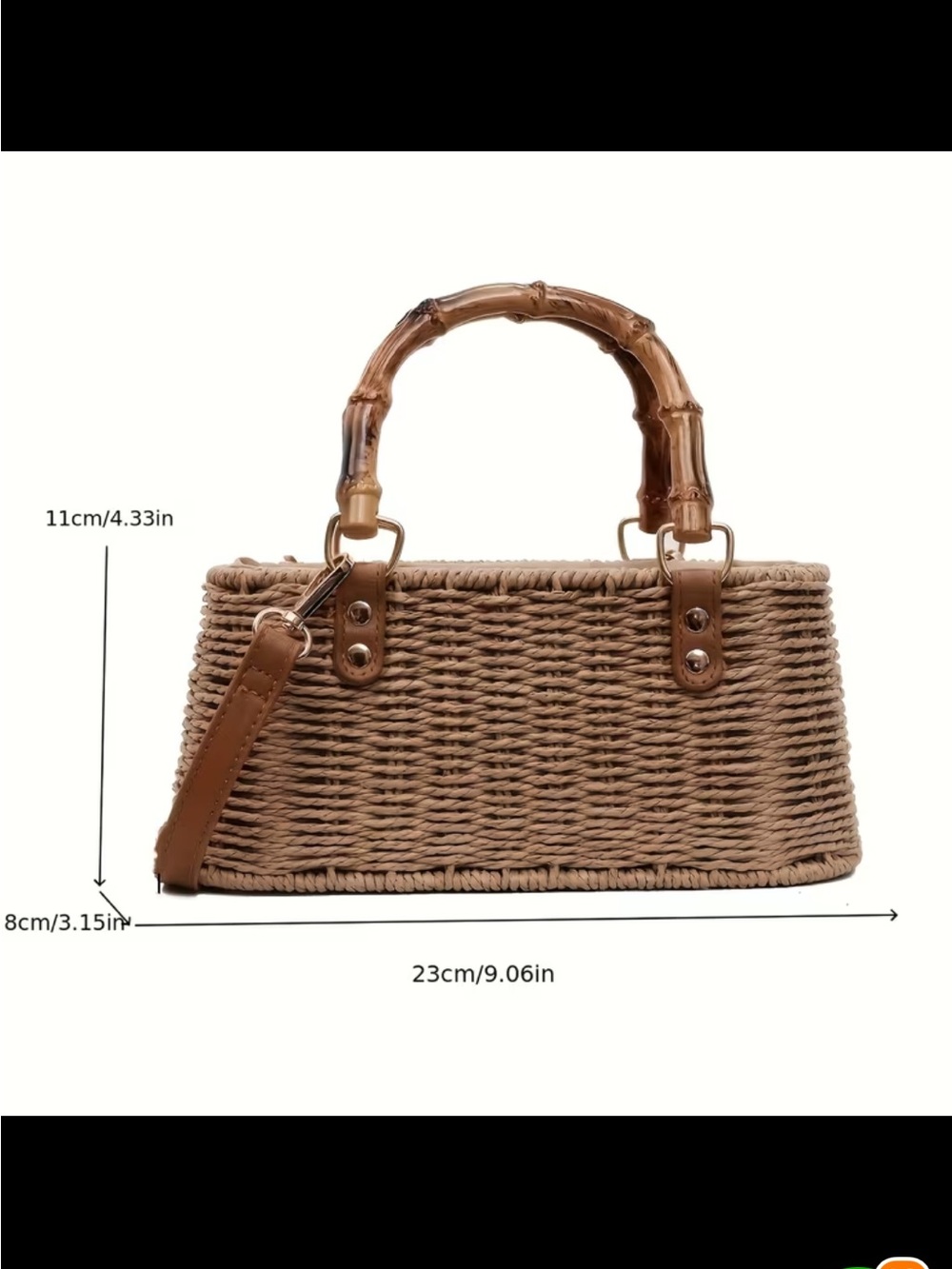 Affordable Fashion Finds Cream Woven Straw Tote with Bamboo Handles - Picture 4 of 4